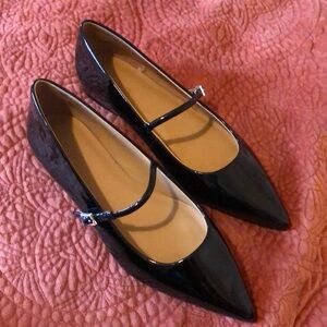 Madewell Black Pointed-Toe Flats with Mary Jane Strap New In Box